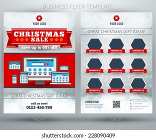 Christmas Shopping Sale Vector Business Flyer Or Brochure Template And Place For Product Photo