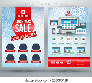 Christmas Shopping Sale Vector Business Flyer Or Brochure Template And Place For Product Photo