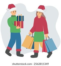 Christmas Shopping vector illustration for commercial use