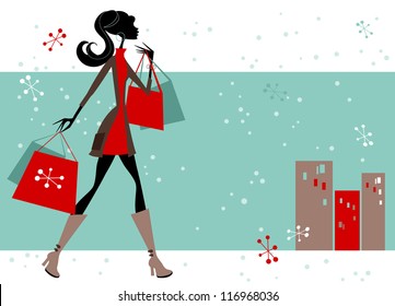 Christmas Shopping Woman