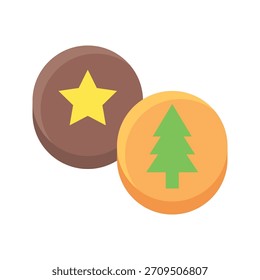 Weihnachten Kurzbrot Kekse Dessert Vektorgrafik, flache Stil Symbol