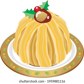 Christmas Shortcake of Mont Blanc. This is an illustration of the Christmas cake.