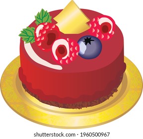 Christmas shortcake of raspberry and blueberry