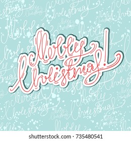 Christmas sign calligraphic. with pattern background vector illustration.