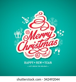 Christmas sign design on green background vector illustration