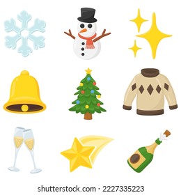 Christmas Sign Emoji Icon Illustration. Holidays Vector Symbol Emoticon Design Clip Art Sign Comic Style.