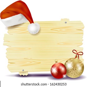 Christmas signboard with Christmas hat, vector 