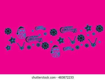 Christmas signs on pink colored background.Vector Illustration eps10