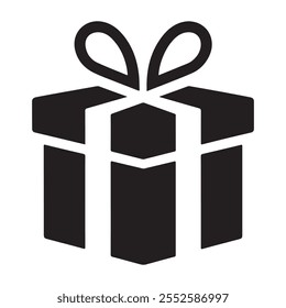 Christmas silhouette gift box vector icon