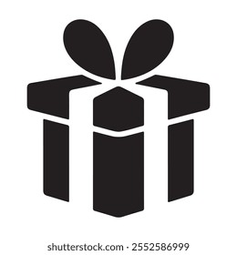 Christmas silhouette gift box vector icon