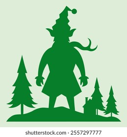 Christmas silhouette green vector element
