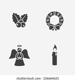 Christmas silhouette icons collection