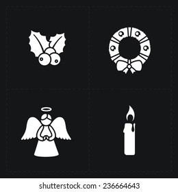 Christmas silhouette icons collection - vector illustration on w