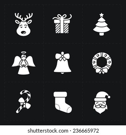 Christmas silhouette icons collection - vector illustration on w