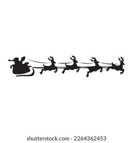 Christmas Silhouette Santa Claus with Sleigh Clip Art Silhouette christmas, Reindeer silhouette, Santa and reindeer