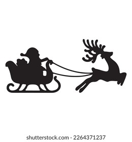 Christmas Silhouette Santa Claus with Sleigh Clip Art Silhouette christmas, Reindeer silhouette, Santa and reindeer