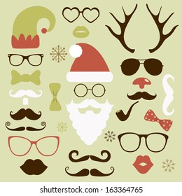 Christmas silhouette set hipster style, illustration icons