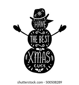 snowman silhouette images stock photos vectors shutterstock https www shutterstock com image vector christmas silhouette snowman lettering have best 500508289