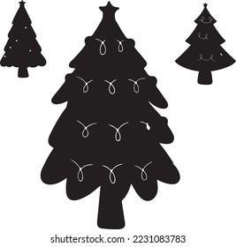 Christmas silhouettes. Christmas collection. Clip art for banner, flyer, business, card, poster. Vector.