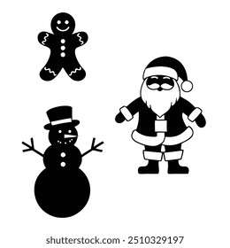 Christmas Silhouettes Snowman Cartoon,gingerbread and vector design