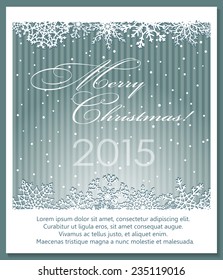 Christmas silver background with snowflakes and copy-space. Vector eps10. 