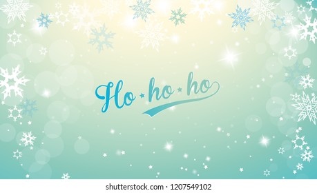 Christmas silver background with snowflakes and decent blue Merry Christmas text - horizontal version