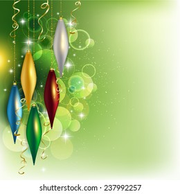 Christmas silver balls. Festive vector illustration of Christmas toys, Christmas card.