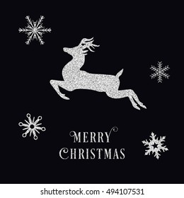 Christmas silver deer decoration element vector illustration.