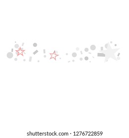 Christmas silver and pink stars confetti falling, isolated on white. Magic shining flying stars and glitter dots sparkle cosmic backdrop