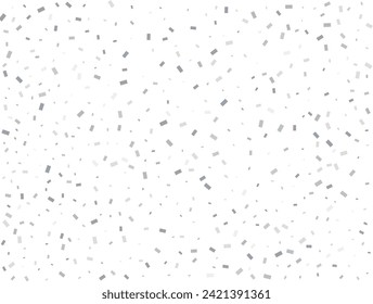 Christmas silver Rectangular glitter confetti background. White festive texture