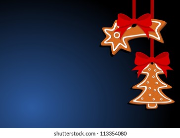 christmas simple background with gingerbread - vector illustration