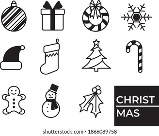 Christmas simple line icons easy to use