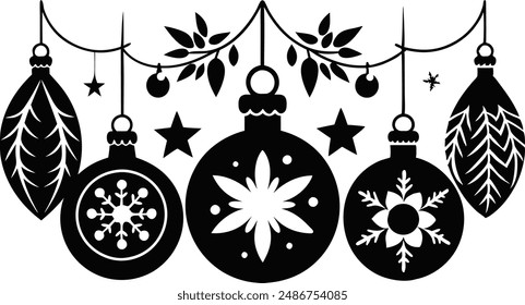 Christmas Simple Ornaments  Silhouette Bundle.