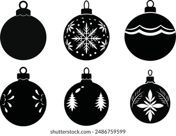 Christmas Simple Ornaments  Silhouette Bundle.