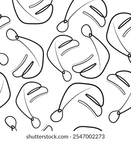 Christmas simple pattern with New Year's hats of Santa Claus with a pompom on the side arranged chaotically