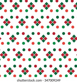 Christmas, simple, red and green elements pattern. Vector art.