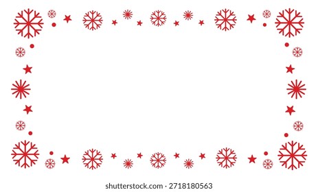 Christmas Simple Red snowflake border design for winter holidays and celebrations