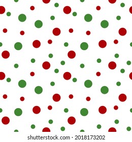 Christmas simple red white green seamless pattern. vector merry christmas circle decoration wrapping paper background. illustration in flat style modern design. design for fabric, backdrop, wallpaper.