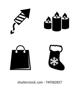 Christmas. Simple Related Vector Icons Set for Video, Mobile Apps, Web Sites, Print Projects and Your Design. Black Flat Illustration on White Background.