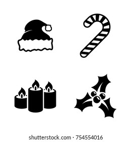 Christmas. Simple Related Vector Icons Set for Video, Mobile Apps, Web Sites, Print Projects and Your Design. Black Flat Illustration on White Background.