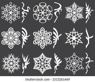Christmas six-pointed snowflakes. Cutting instruction. For decor.