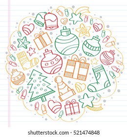 Christmas sketch drawings over a notebook