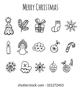 Christmas sketch icons isolation set vector design. Christmas background.