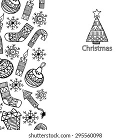 Christmas sketch icons isolation vertical banner vector design illustration. Christmas background.