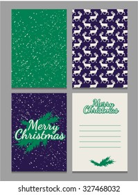 Christmas sketch with space for text and texture of white deer on a blue background. Sample holiday cards with your text, poster, invitation and other postcards. Vector.