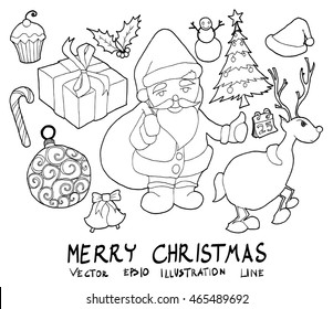 Christmas sketch vector icon's set
