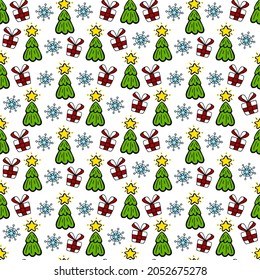 Christmas sketch vector seamless pattern. Merry Christmas background.
