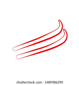 Christmas Ski icon eps10. Icon with red lines with different wide