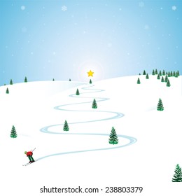 Christmas ski vector