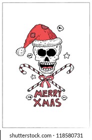 Christmas Skull cartoon Vector